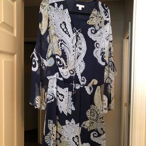 Navy sheer overlay paisley dress Boston Proper